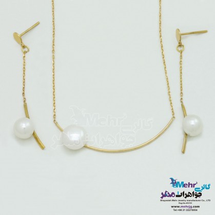 Half set of gold - Necklace and Earring - Curved Design-MS0453